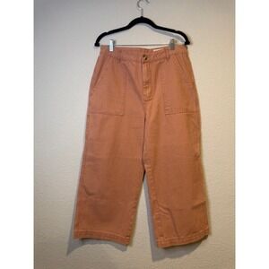 Wishlist Jeans Women Herringbone Wide Leg Cropped Utility Jeans Pants sz Large